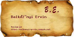 Balkányi Ervin névjegykártya