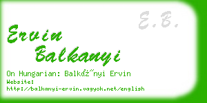 ervin balkanyi business card